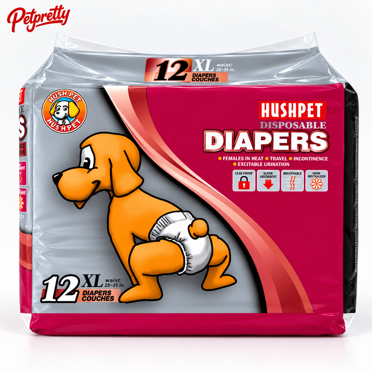 PETPRETTY - HUSHPET TOILET PAD FOR DOGS XL 12 PCS 25-40 KG