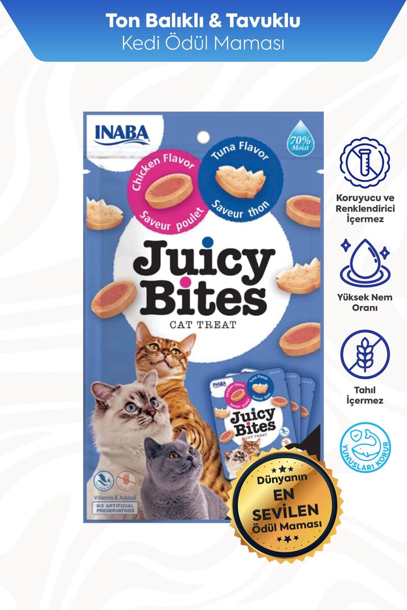  - INABA CIAO JUICY BİTES TAVUKLU VE TUNA BALIKLI KEDİ ÖDÜL MAMASI
