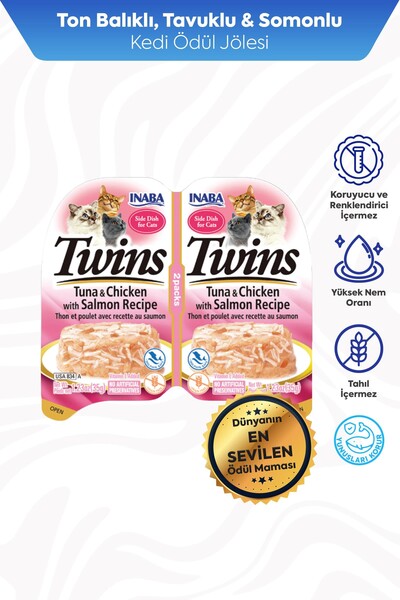  - INABA TWİNS TON BALIKLI,SOMONLU VE TAVUKLU KEDİ ÖDÜL JÖLESİ 35GR 6'LI