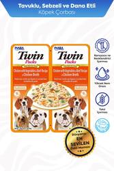 INABA/CHURU TWİN PACKS KÖPEKLER İÇİN TAVUKLU,SEBZELİ VE BİFTEKLİ ÖDÜL 80GR 12'Lİ