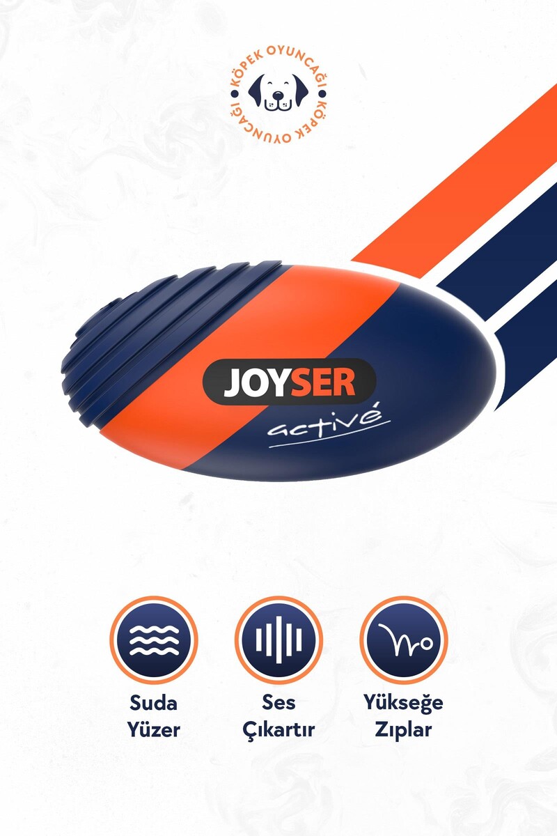 JOYSER ACTİVE TPU RUGBY KÖPEK OYUNCAĞI MAVİ,TURUNCU M 15X8 CM - Thumbnail