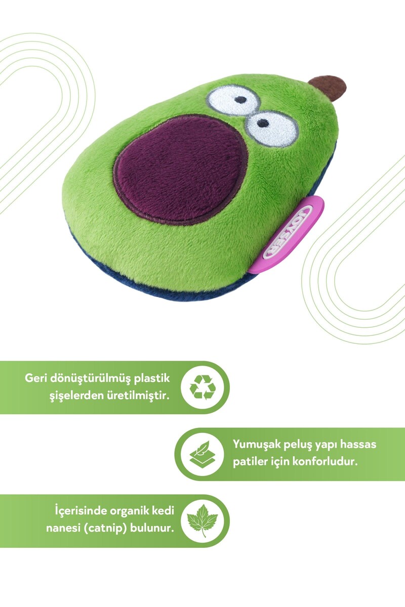 JOYSER CATS ECO KEDİ OTLU PELUŞ AVOKADO KEDİ OYUNCAĞI 10 CM - Thumbnail