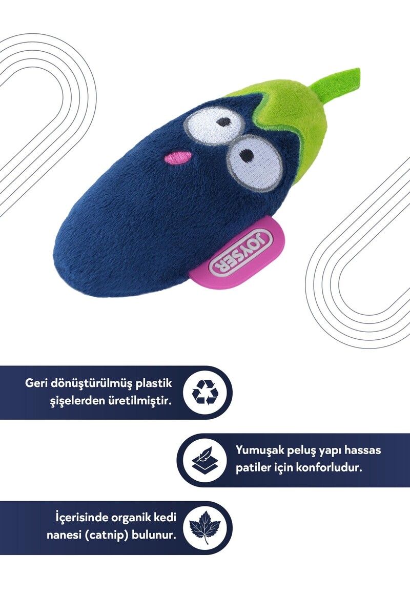 JOYSER CATS ECO KEDİ OTLU PELUŞ PATLICAN KEDİ OYUNCAĞI - Thumbnail