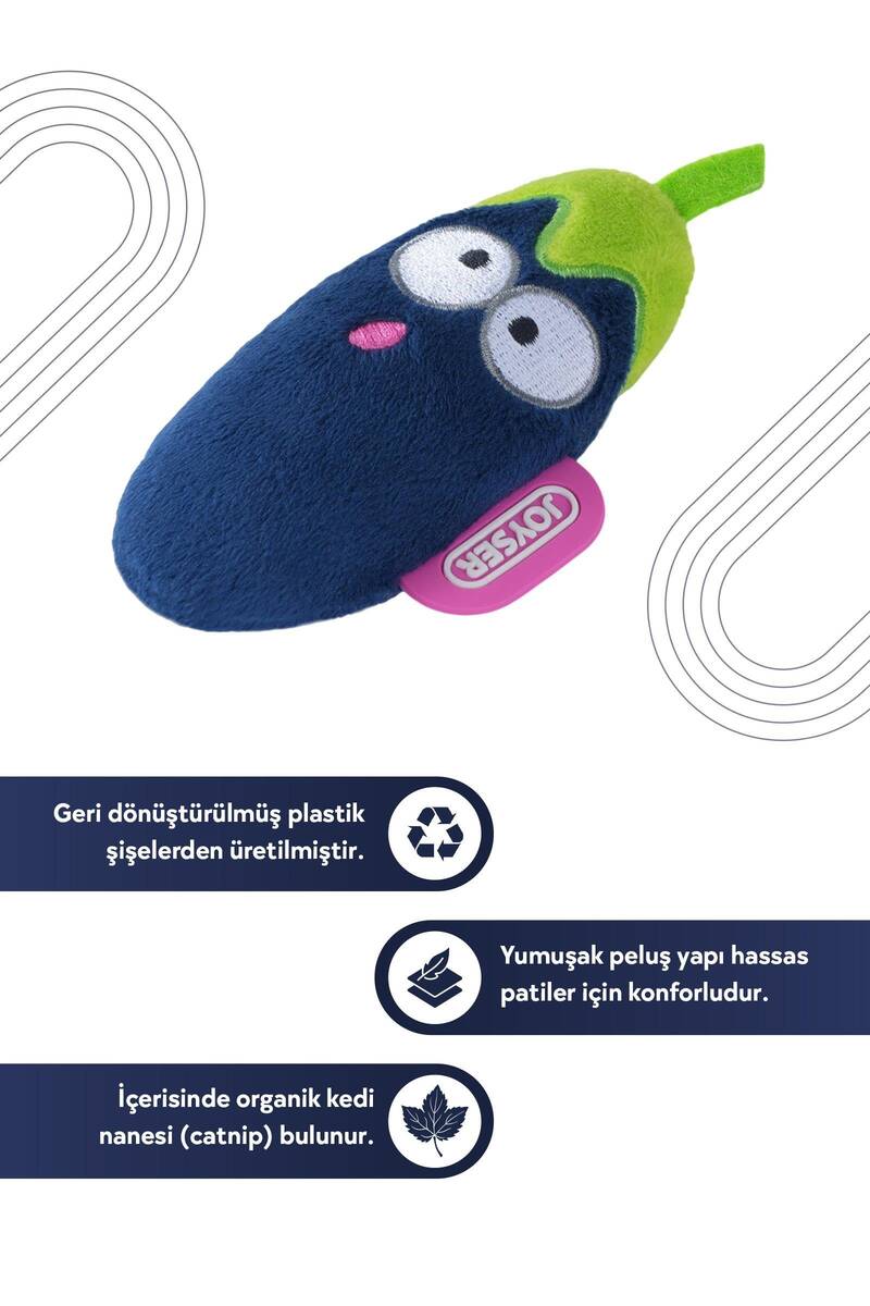 JOYSER CATS ECO KEDİ OTLU PELUŞ PATLICAN KEDİ OYUNCAĞI