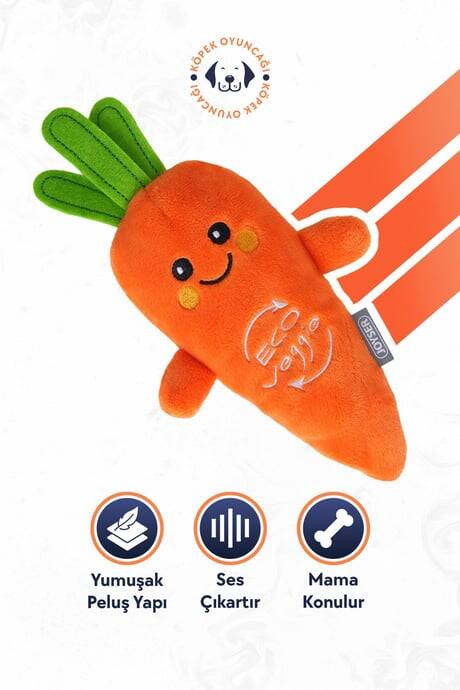 JOYSER ECO VEGGIE HAVUÇ, ÖDÜL MAMALARI İÇİN CEPLİ KÖPEK OYUNCAĞI 15CM