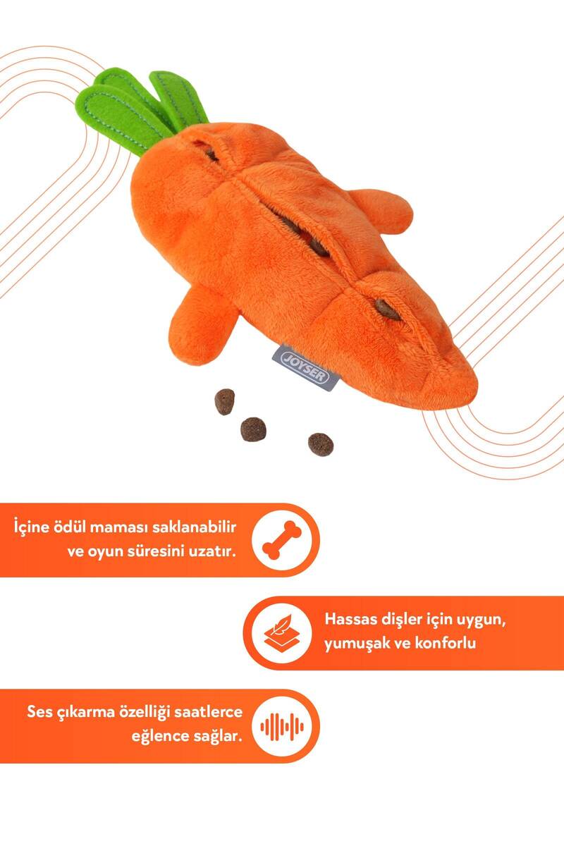 JOYSER ECO VEGGIE HAVUÇ, ÖDÜL MAMALARI İÇİN CEPLİ KÖPEK OYUNCAĞI 15CM
