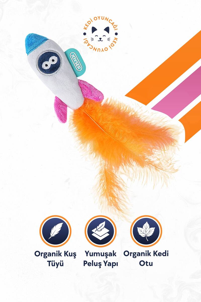 JOYSER KEDİ OTLU ROKET ŞEKLİNDE PELUŞ KEDİ OYUNCAĞI 10 CM