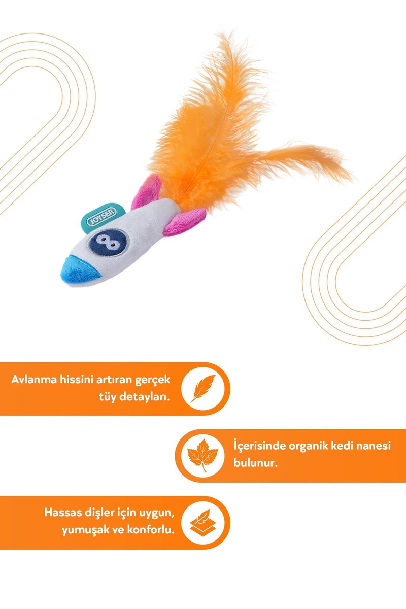 JOYSER KEDİ OTLU ROKET ŞEKLİNDE PELUŞ KEDİ OYUNCAĞI 10 CM - Thumbnail