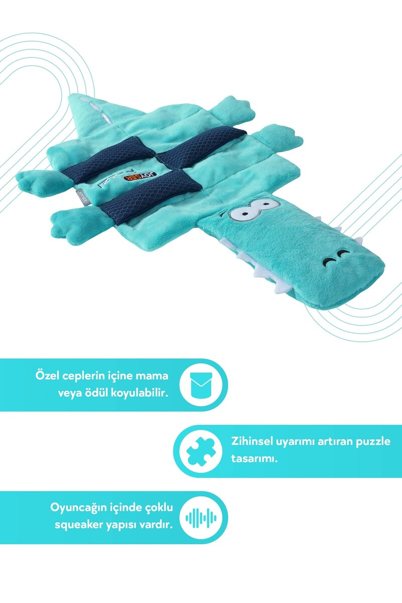 JOYSER PUZZL TİMSAH, ÖDÜL MAMALARI İÇİN FİLE CEPLİ KÖPEK OYUNCAĞI 36 CM - Thumbnail