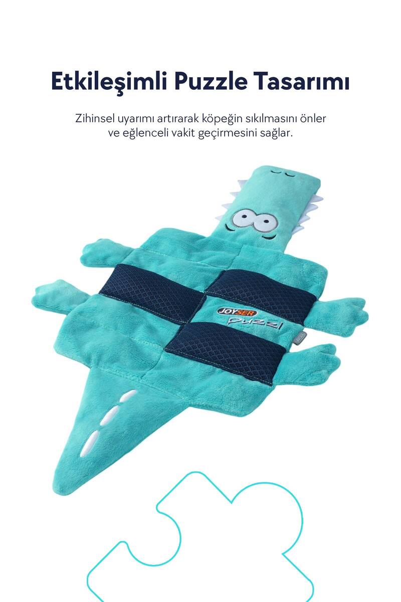 JOYSER PUZZL TİMSAH, ÖDÜL MAMALARI İÇİN FİLE CEPLİ KÖPEK OYUNCAĞI 36 CM