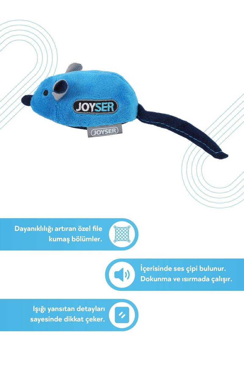 JOYSER SES ÇİPLİ FARE KEDİ OYUNCAĞI MAVİ 16 CM