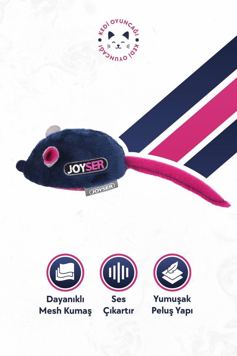 JOYSER SESLİ HAREKETLİ FARE,KEDİ OYUNCAĞI 16 CM