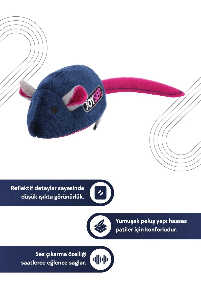 JOYSER SESLİ HAREKETLİ FARE,KEDİ OYUNCAĞI 16 CM - Thumbnail
