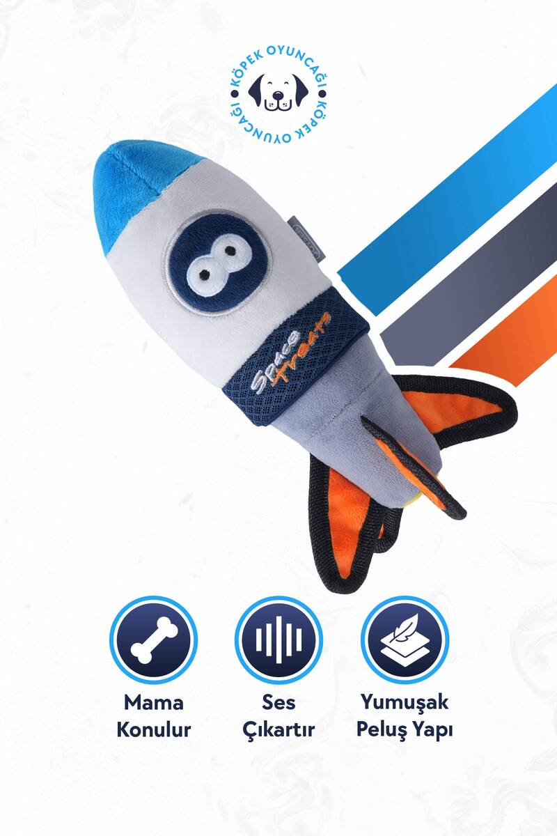 JOYSER SPACE TREATS ROKET, ÖDÜL MAMALARI İÇİN FİLE CEPLİ KÖPEK OYUNCAĞI 19 CM