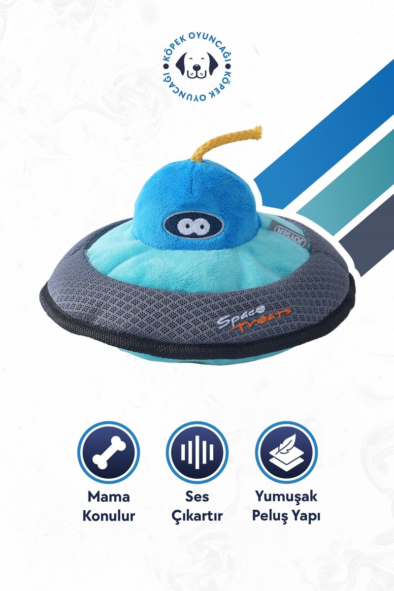 JOYSER SPACE TREATS UFO, ÖDÜL MAMALARI İÇİN FİLE CEPLİ KÖPEK OYUNCAĞI 19 CM - Thumbnail