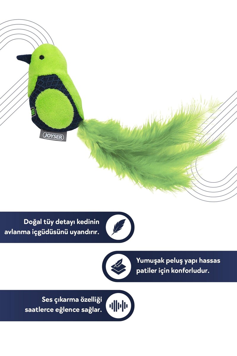 JOYSER TÜYLÜ VE SESLİ HAREKETLİ KUŞ,KEDİ OYUNCAĞI 19CM - Thumbnail