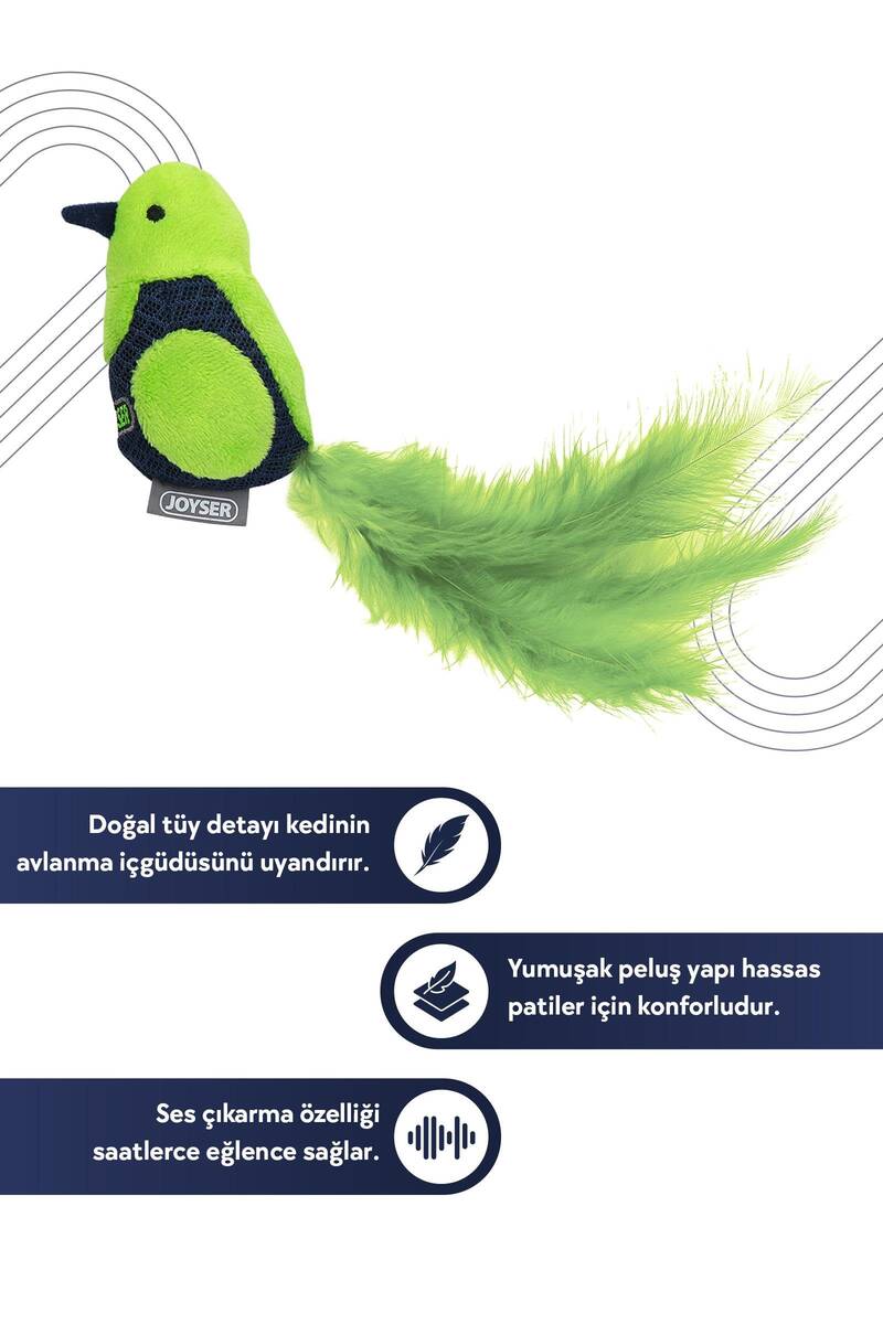 JOYSER TÜYLÜ VE SESLİ HAREKETLİ KUŞ,KEDİ OYUNCAĞI 19CM
