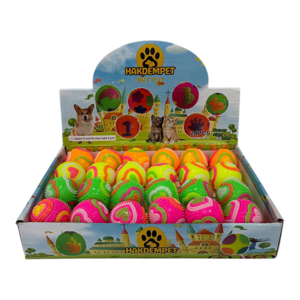 KALP DESENLİ İPLİ IŞIKLI TOP 6,5 CM 24'LÜ