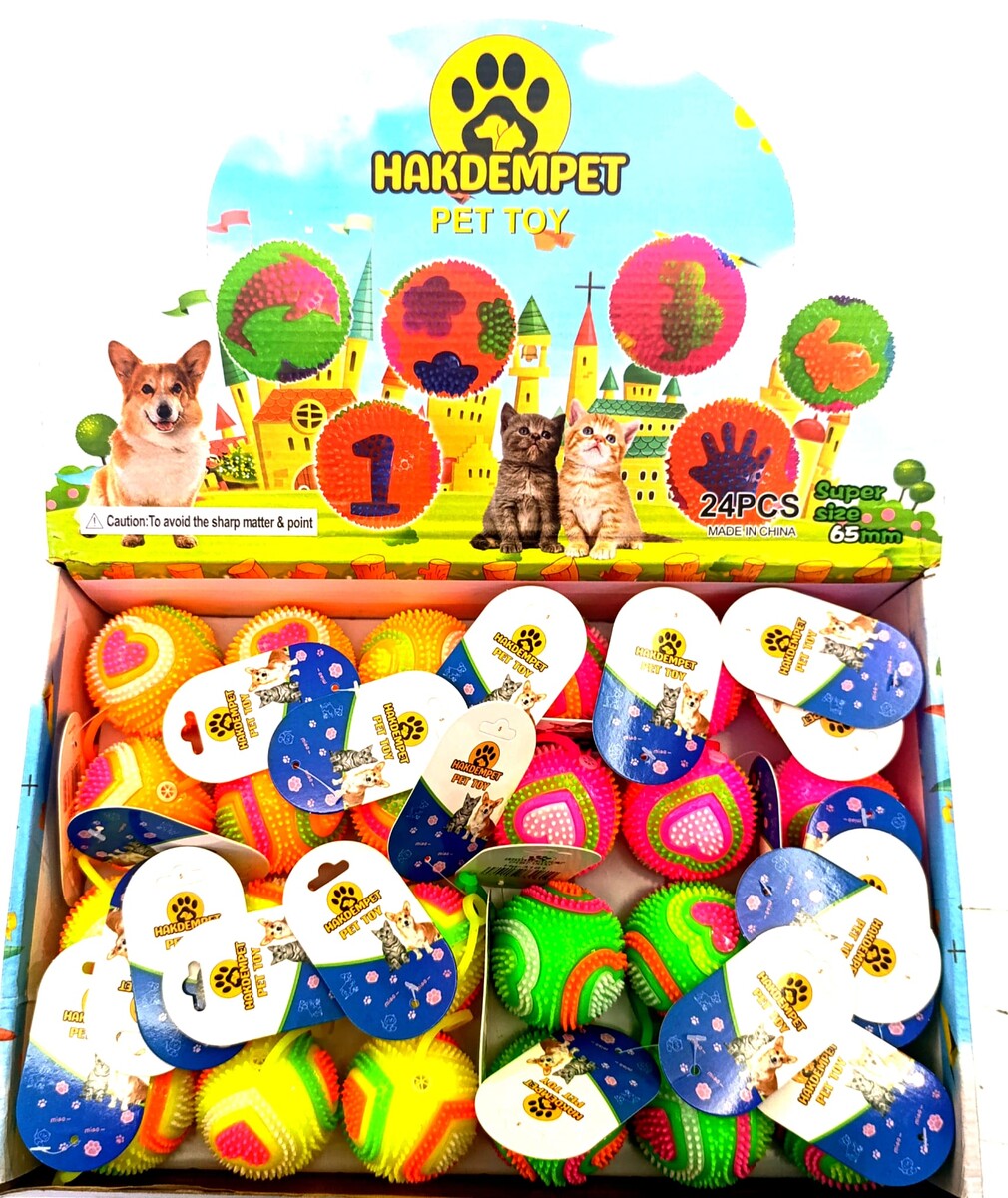  - KALP DESENLİ İPLİ IŞIKLI TOP 6,5 CM 24'LÜ