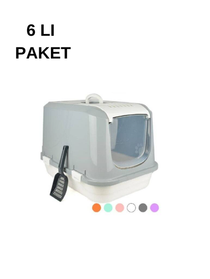  - KAPALI KEDİ TUVALETİ BÜYÜK ÜSTÜ AÇILIR 6 LI PAKET CNR 44*66*44