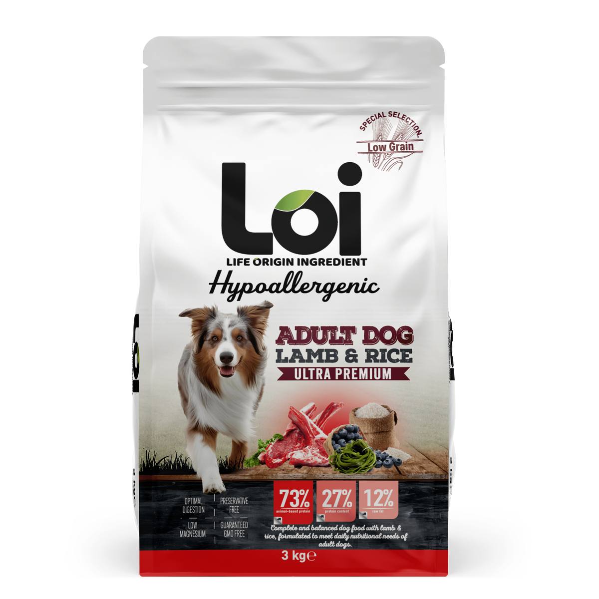  - LOI ADULT KÖPEK KUZU ETLİ 3 KG (KDV DAHİL FİYATTIR)