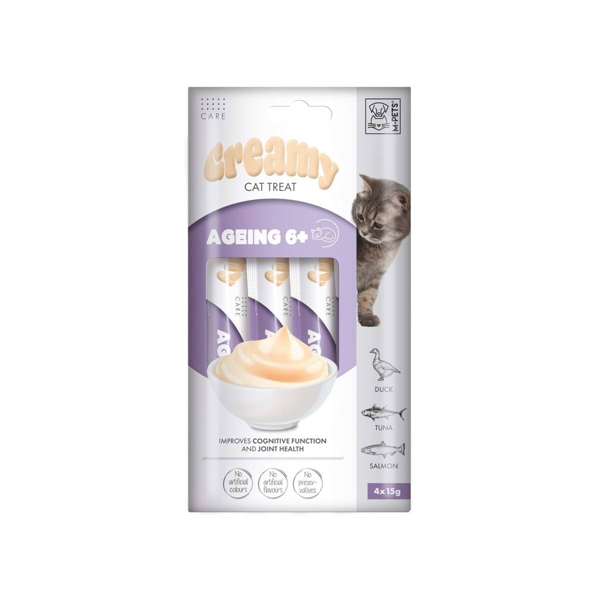 M-PETS AGEING 6+ FONKSİYONEL CREAMY KEDİ ÖDÜLÜ 4X15GR