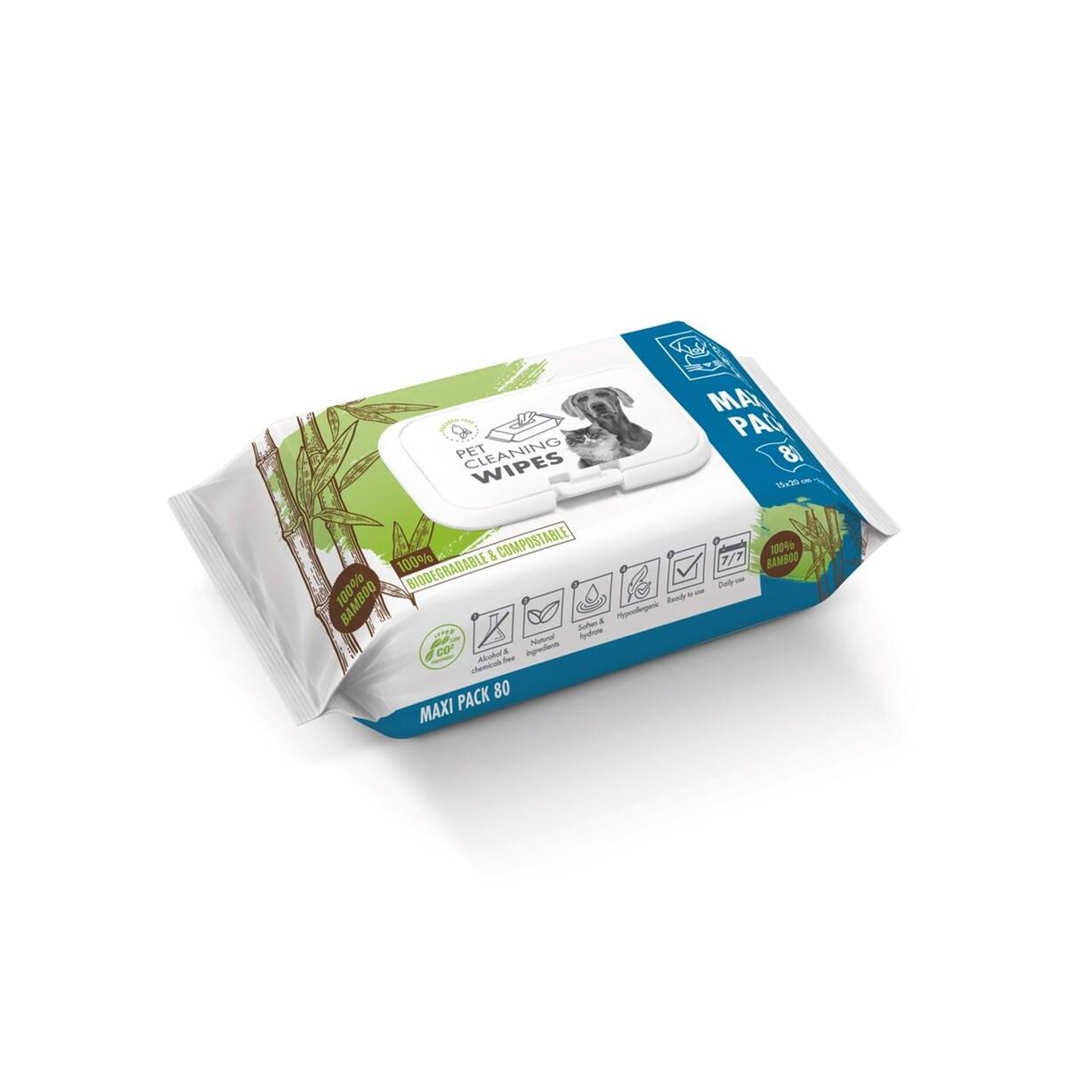 M-PETS BAMBOO KEDİ/KÖPEKLER İÇİN TEMİZLİK MENDİLİ 80Lİ