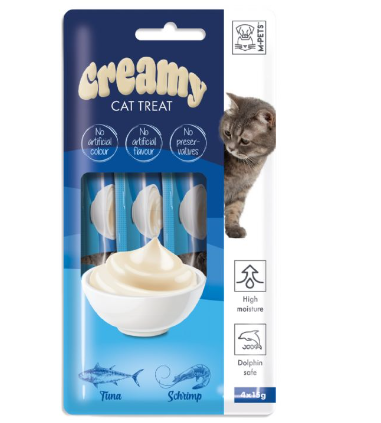 M-PETS CREMY TON BALIKLI KARİDESLİ KEDİ ÖDÜLÜ 4*15GR