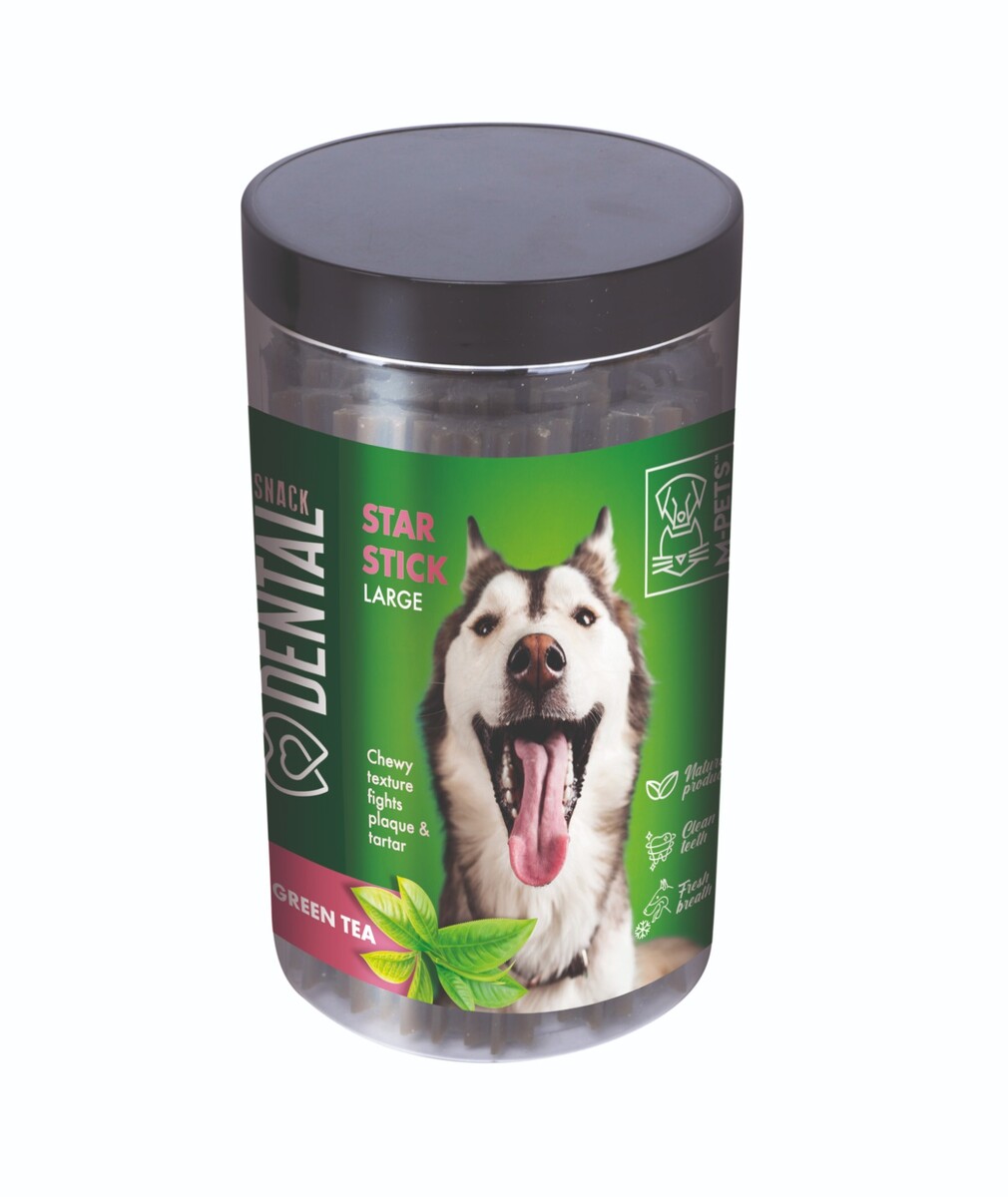 - M-PETS DENTAL SNACK GREEN TEA STAR STICK LARGE ÖDÜL 510GR  - M-PETS DENTAL SNACK GREEN TEA STAR STICK LARGE ÖDÜL 510GR