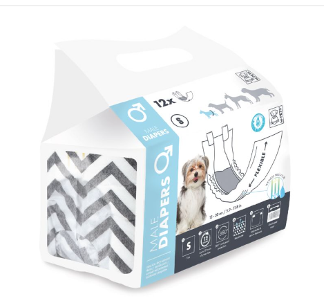 M-PETS DIAPERS ERKEK KÖPEKLER İÇİN KÜLOT (S) 12Lİ