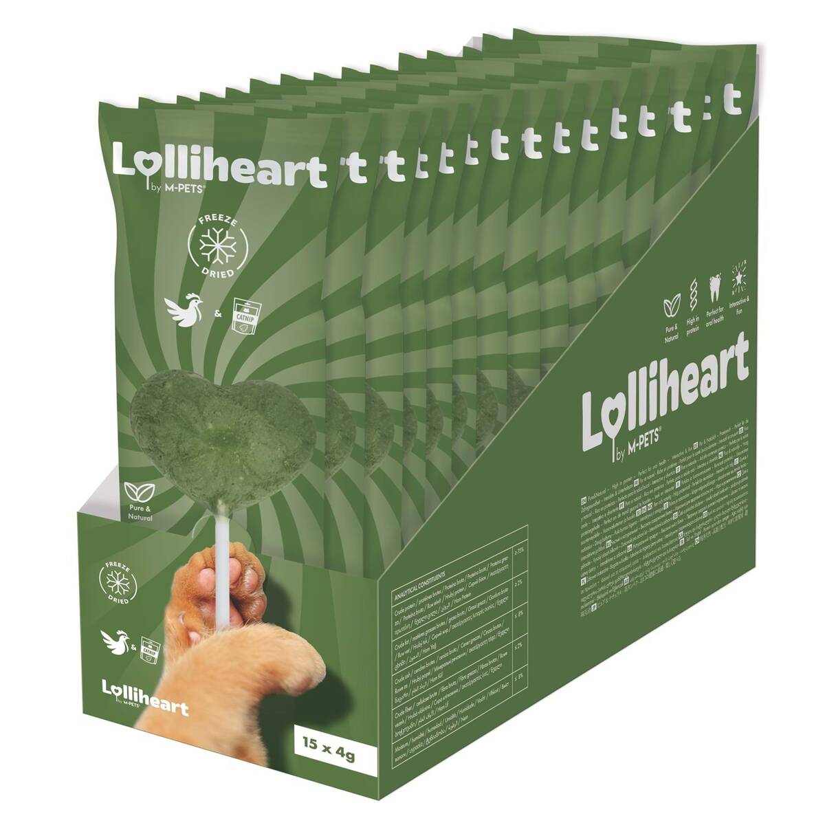 M-PETS LOLLİHEART CATNİPLİ KEDİ ÖDÜLÜ 4GR 15'Lİ