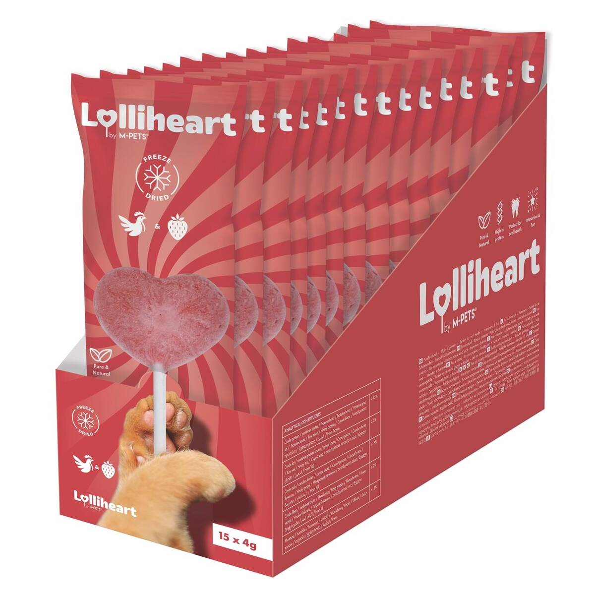 M-PETS LOLLİHEART ÇİLEKLİ KEDİ ÖDÜLÜ 4GR 15'Lİ
