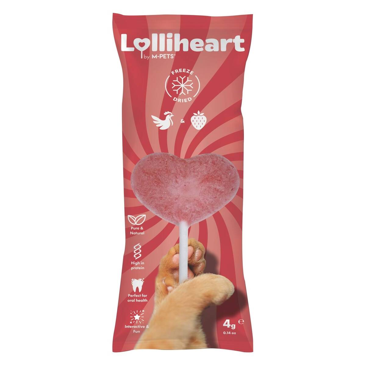 M-PETS LOLLİHEART ÇİLEKLİ KEDİ ÖDÜLÜ 4GR 15'Lİ