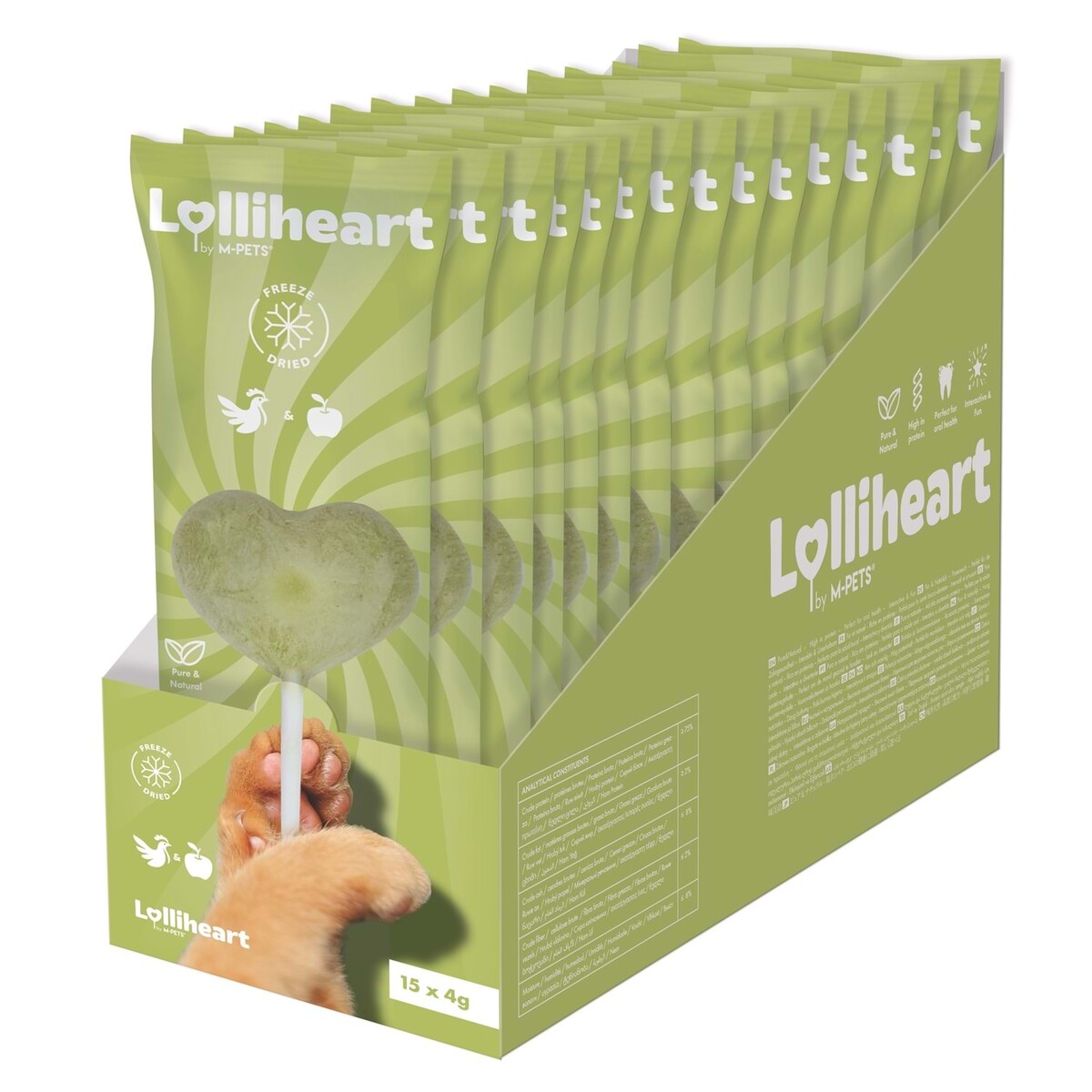  - M-PETS LOLLİHEART ELMALI KEDİ ÖDÜLÜ 4GR 15'Lİ