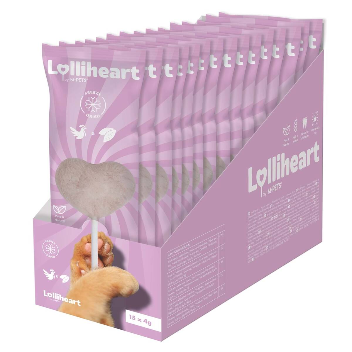 M-PETS LOLLİHEART MOR PATATESLİ KEDİ ÖDÜLÜ 4GR 15'Lİ