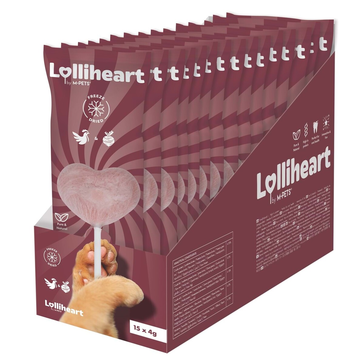  - M-PETS LOLLİHEART PANCARLI KEDİ ÖDÜLÜ 4GR 15'Lİ