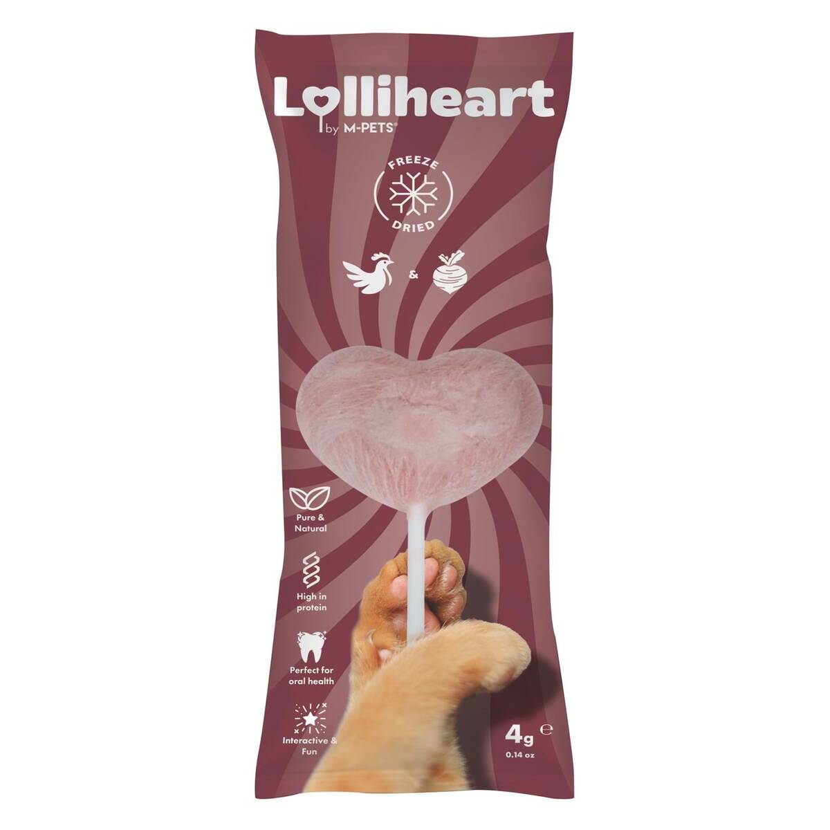 M-PETS LOLLİHEART PANCARLI KEDİ ÖDÜLÜ 4GR 15'Lİ