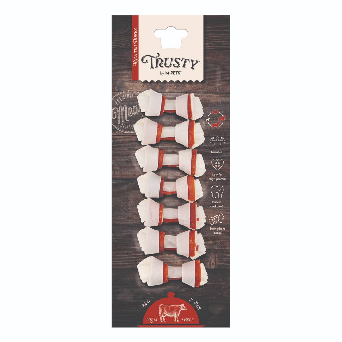 M-PETS TRUSTY BEEF DÜĞÜMLÜ KEMİK 7Lİ 84GR/6,4CM