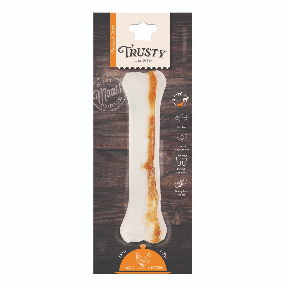 - M-PETS TRUSTY CHICKEN PRESS KEMİK 130GR/22,2CM  - M-PETS TRUSTY CHICKEN PRESS KEMİK 130GR/22,2CM