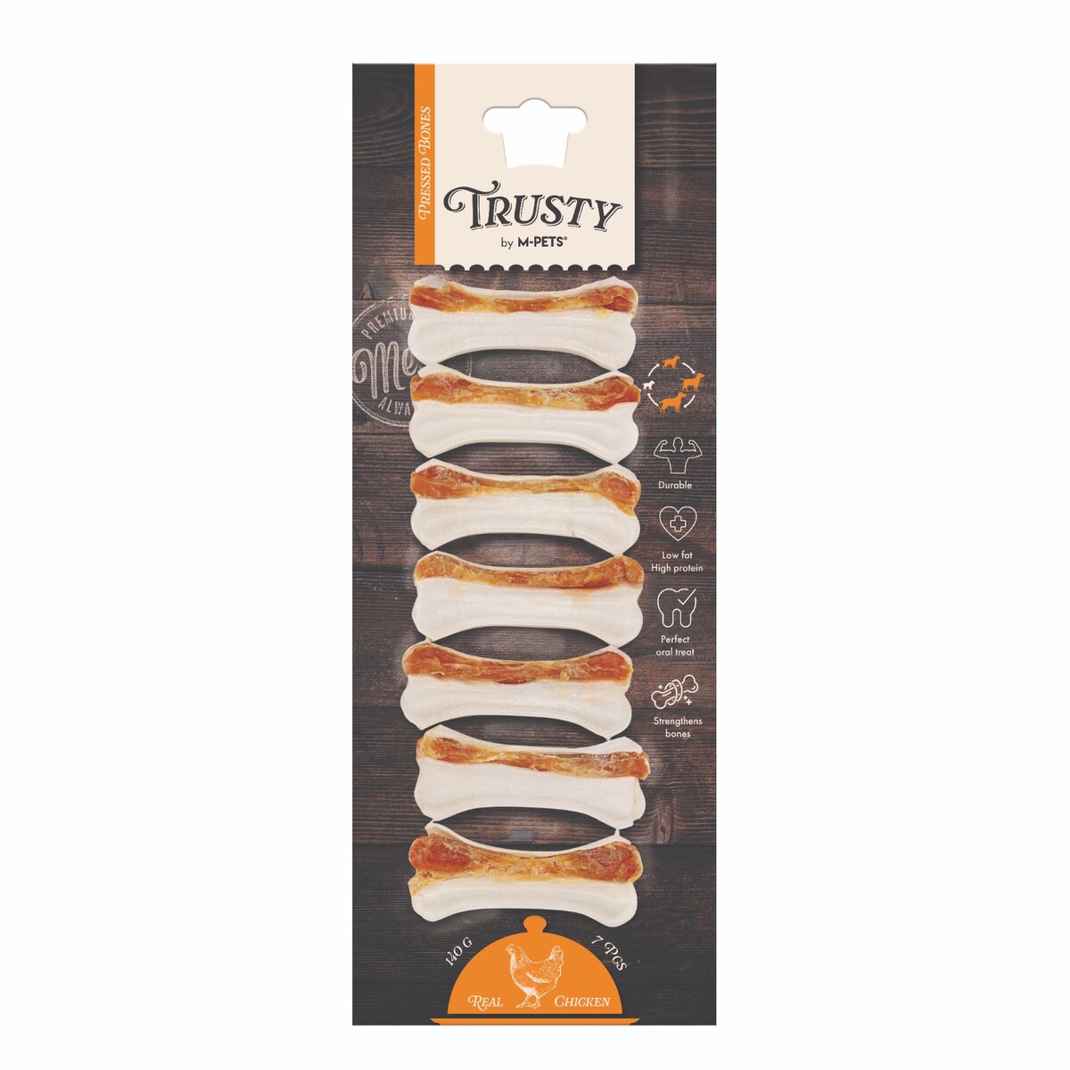 M-PETS TRUSTY CHICKEN PRESS KEMİK 7Lİ 140GR/7,7CM - Thumbnail