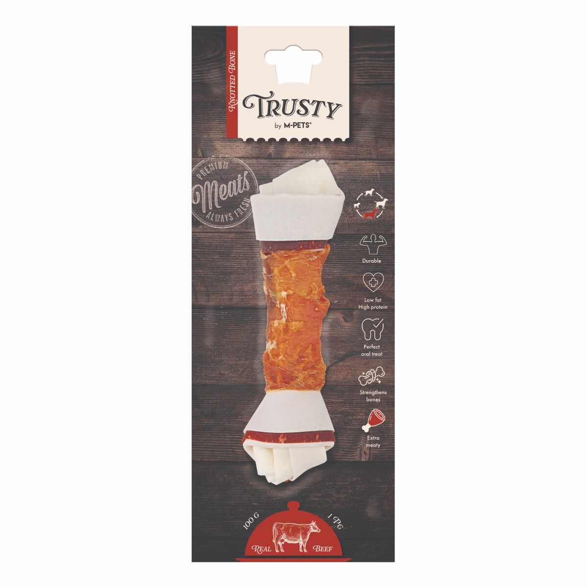 - M-PETS TRUSTY EXTRA BEEF DÜĞÜMLÜ KEMİK 100GR/20,3CM  - M-PETS TRUSTY EXTRA BEEF DÜĞÜMLÜ KEMİK 100GR/20,3CM