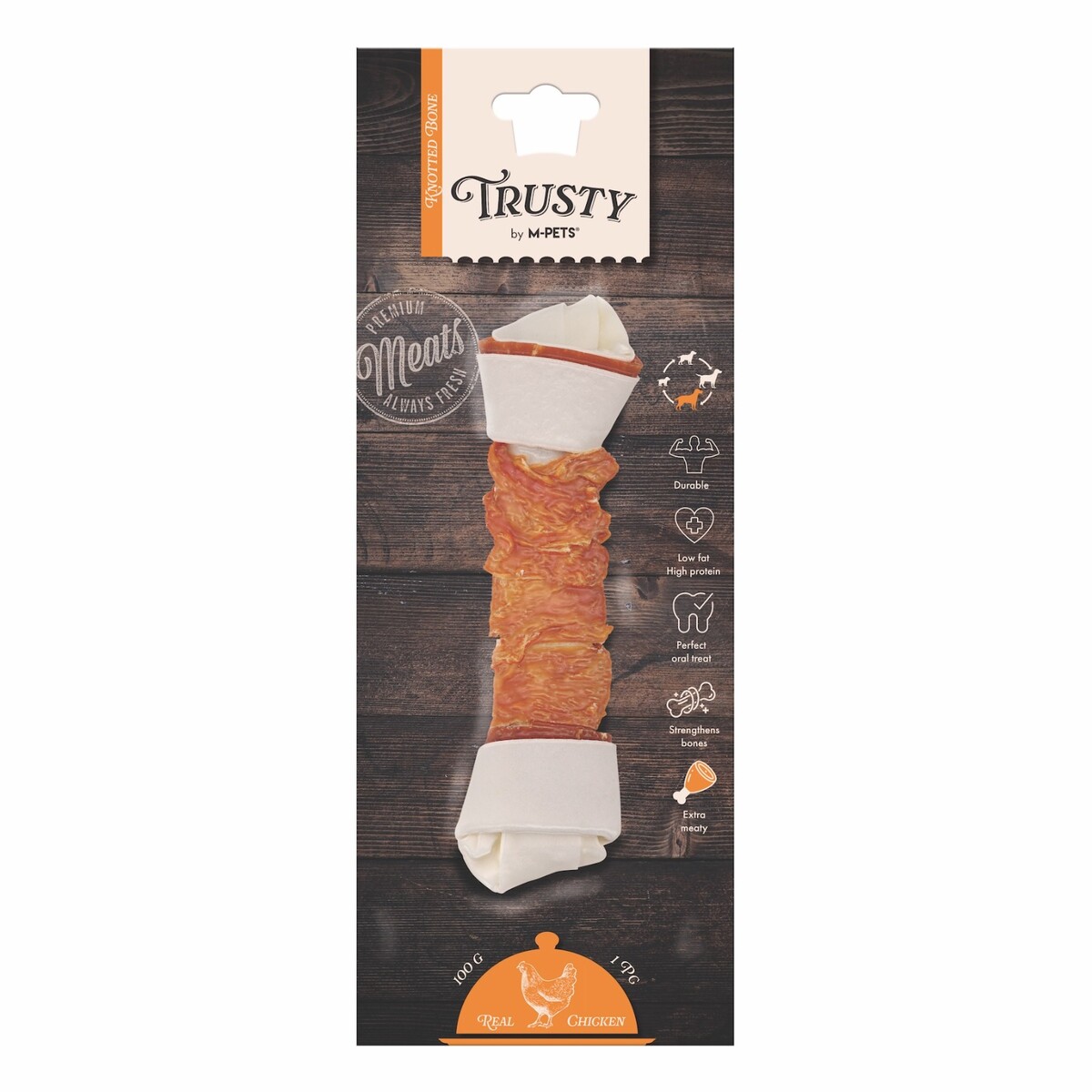 M-PETS TRUSTY EXTRA CHICKEN DÜĞÜMLÜ KEMİK 110GR/20,3CM - Thumbnail