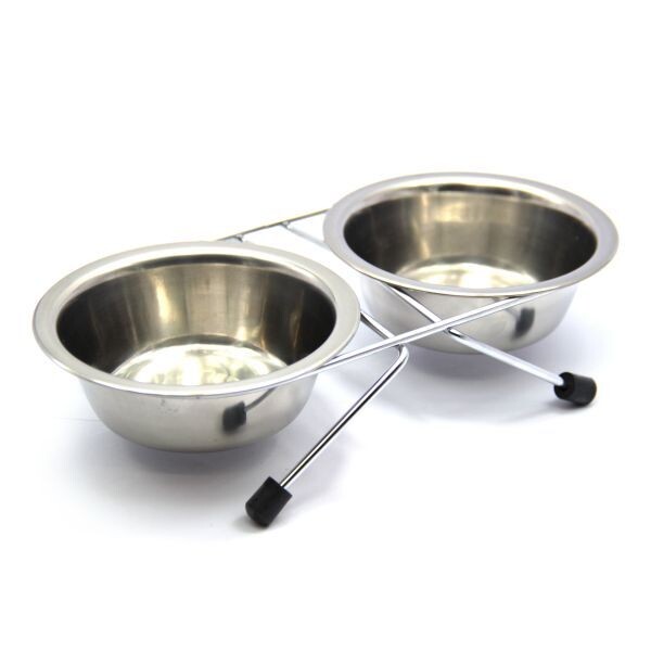 NUNBELL - NUNBELL ÇELİK MAMA KABI İKİLİ TEL AYAKLI 21cm