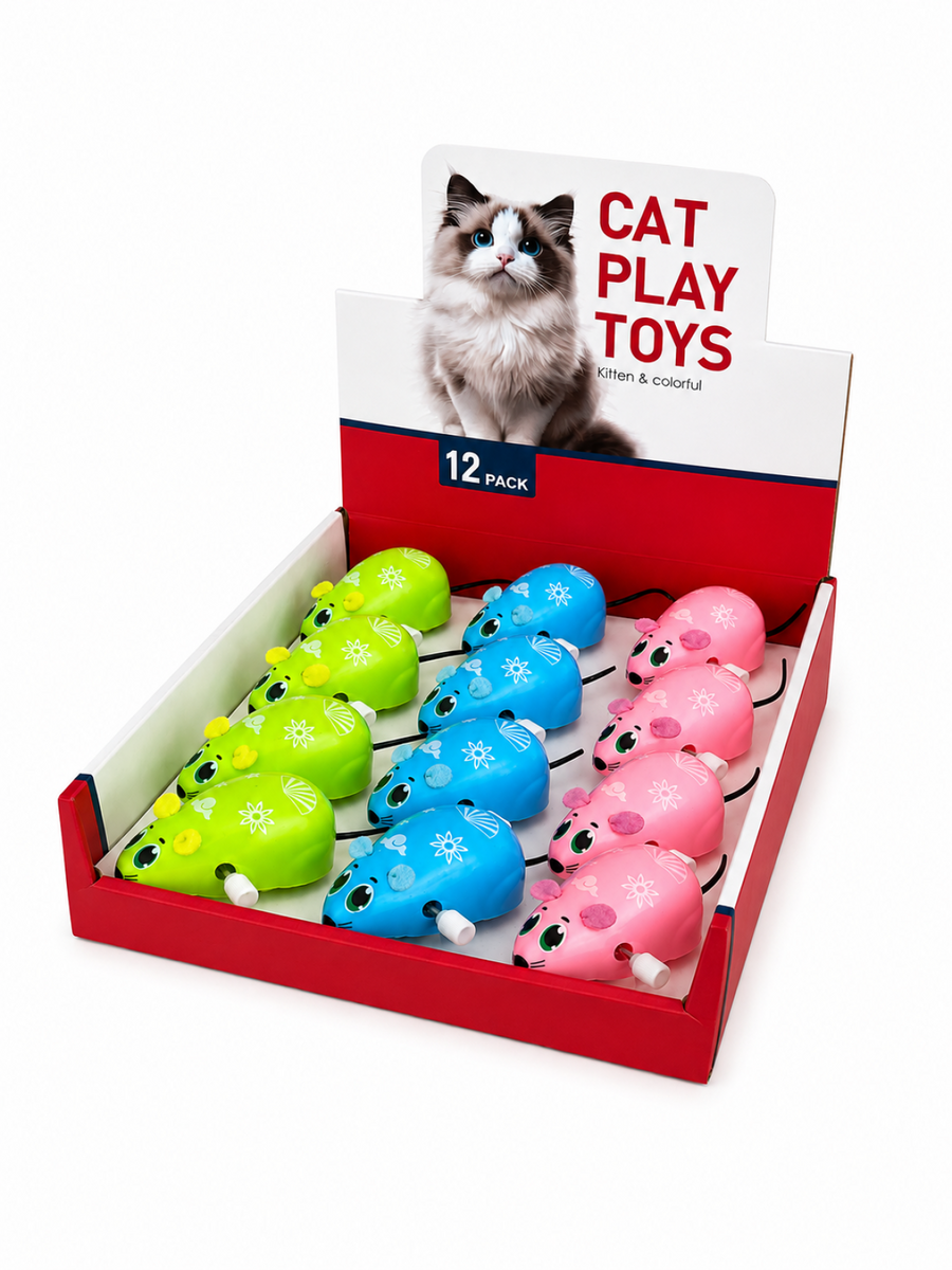 NUNBELL KEDİ OYUN.KURMALI FARE 12'lİ