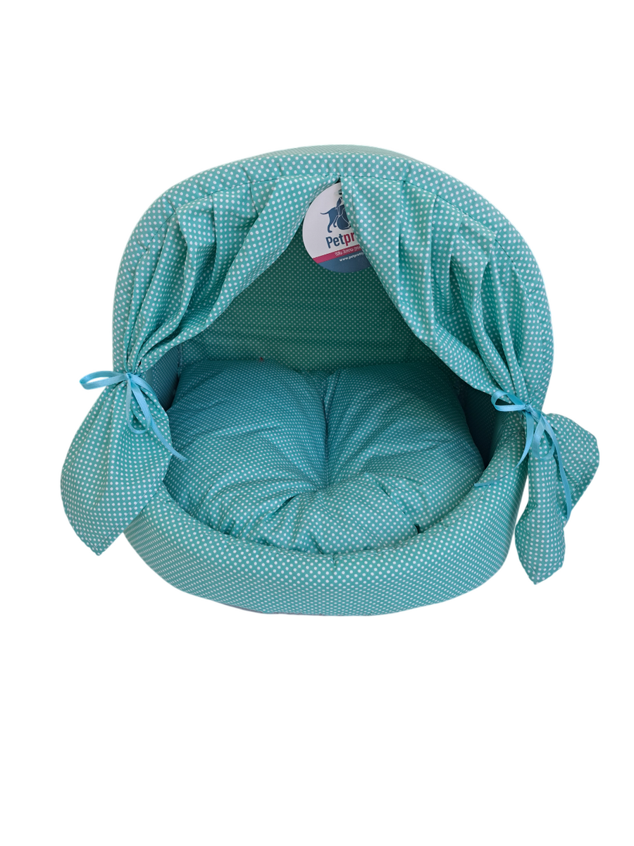  - PERDELİ KUMAŞ YUVA TURKUAZ PUANTİYELİ YATAK