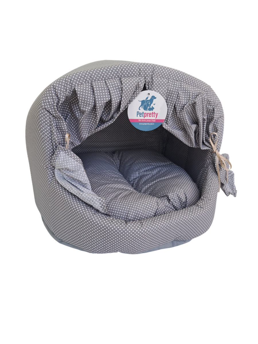  - PERDELİ KUMAŞ YUVA GRİ PUANTİYELİ YATAK