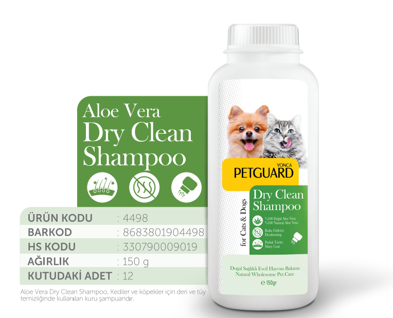 PETGUARD - PETGUARD ALOE VERA KURU TOZ ŞAMPUAN KEDİ KÖPEK 150GR