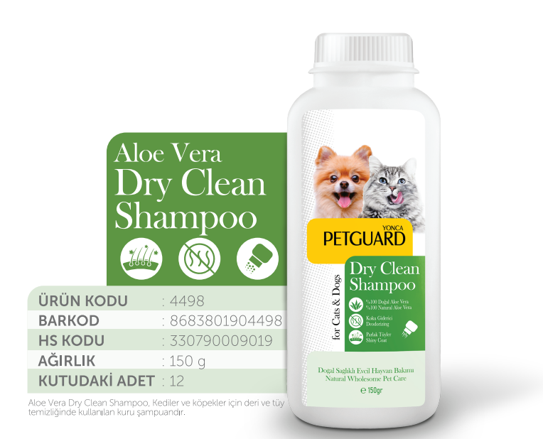 PETGUARD ALOE VERA KURU TOZ ŞAMPUAN KEDİ KÖPEK 150GR