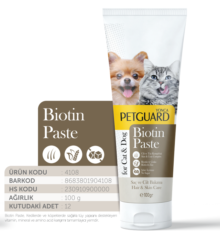 PETGUARD - PETGUARD BİOTİN KEDİ KÖPEK PASTE 100GR