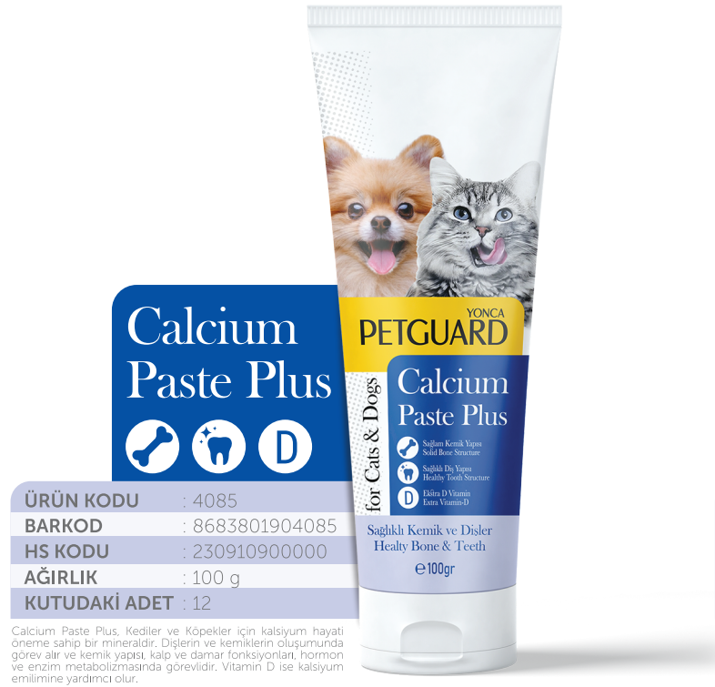 PETGUARD CALCİUM PASTE PLUS KEDİ KÖPEK 100GR